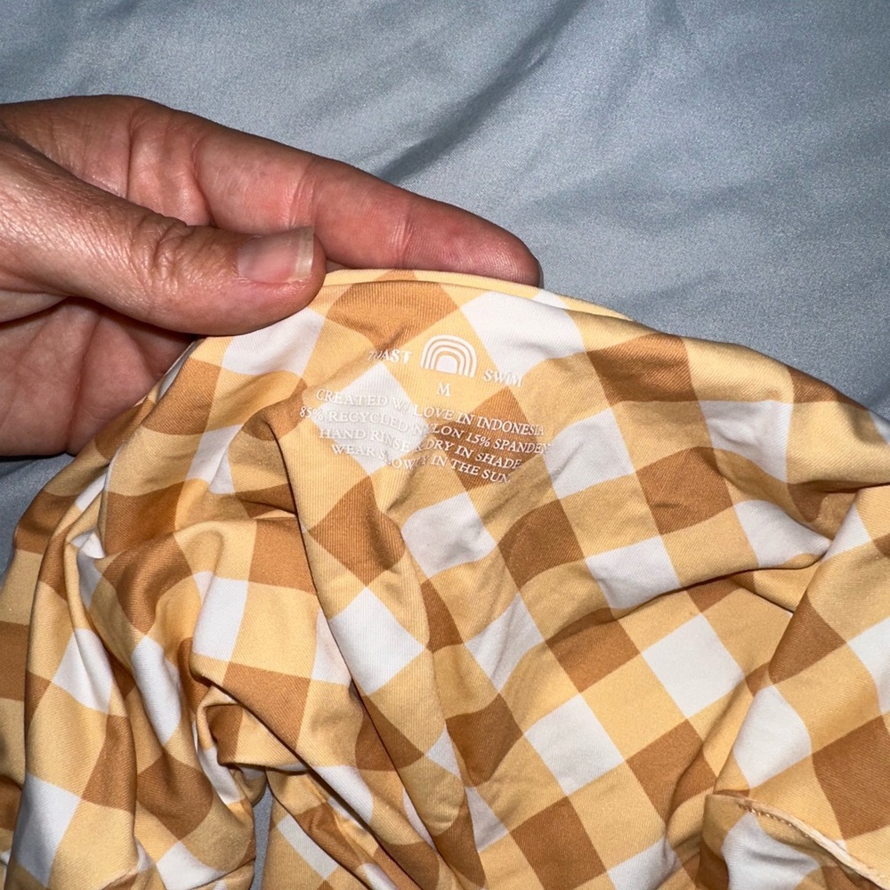 Toast Swim Yellow and White Checkered one piece! - Picture 2 of 2
